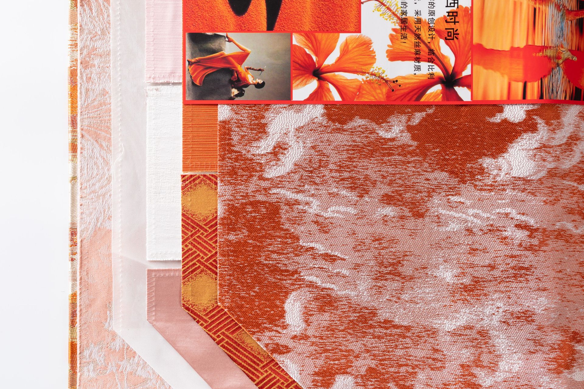 A close up of a collage of orange and white images