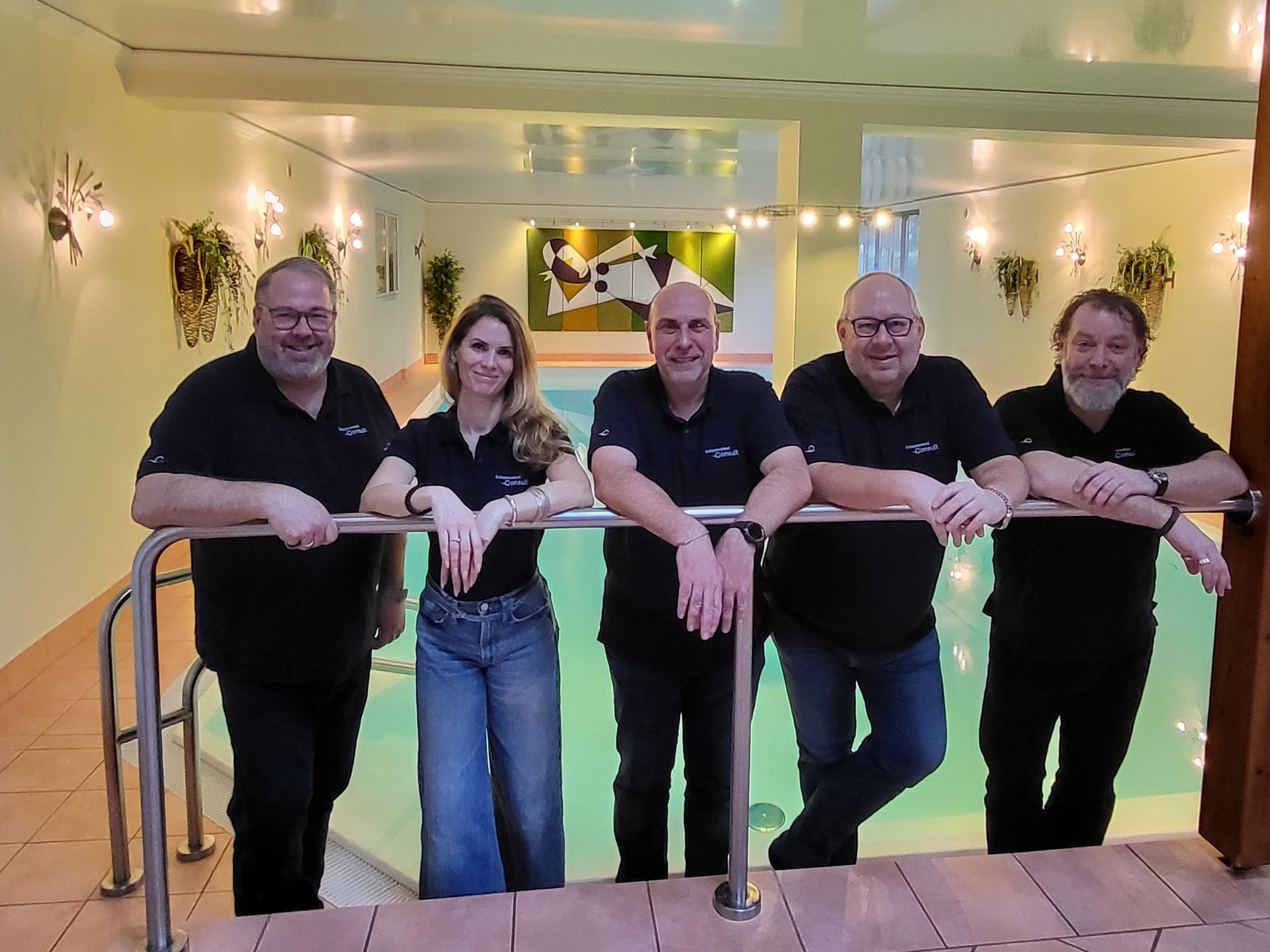 Thomas Beutel, Frank Hülshorst, Carina Jarc, Dirk Dygutsch und Michael Reis im Gespräch