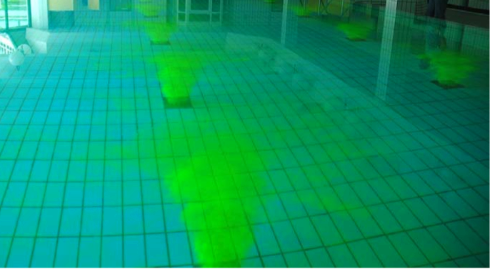 Staining test uranine basin flow