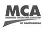 A black and white logo for the mca mechanical contractors association of chattanooga.