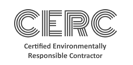 A black and white logo for a certified environmentally responsible contractor.
