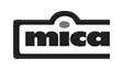 A black and white logo for mica on a white background.