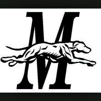 Monessen Black-and-white logo of a running greyhound over a large letter M