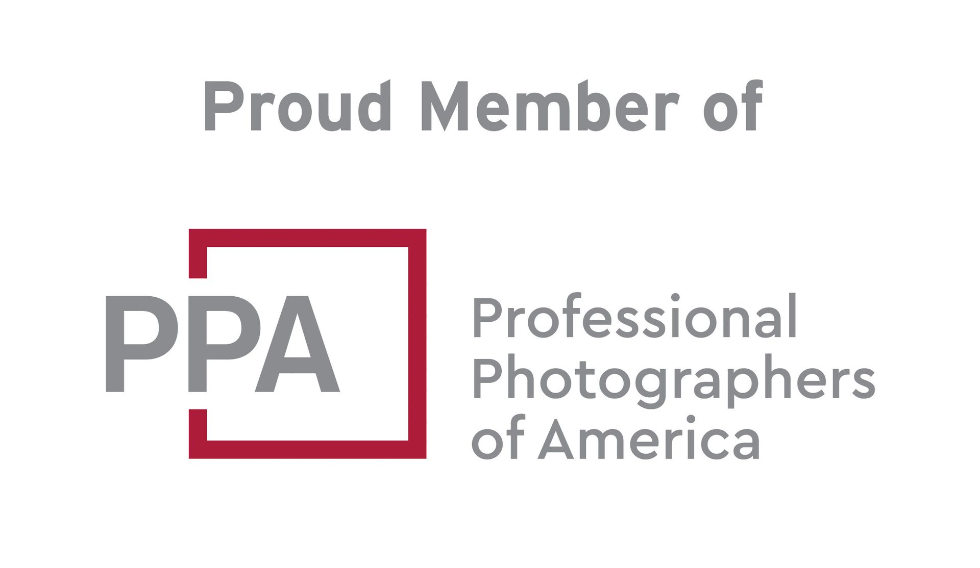 PPA logo with red frame and gray text for Professional Photographers of America