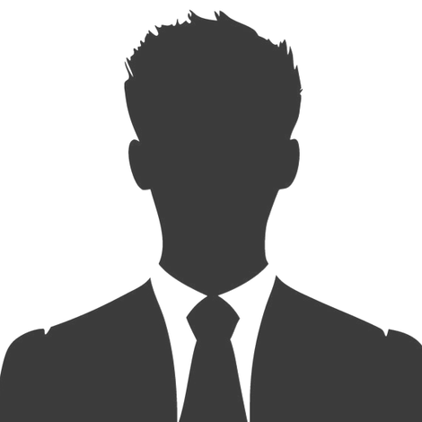 Silhouette of a person in a suit and tie on a white background