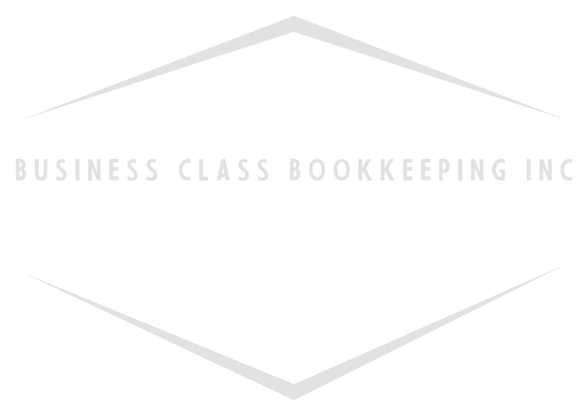 Logo for Business Class Bookkeeping Inc, featuring a diamond shape and text in gray.