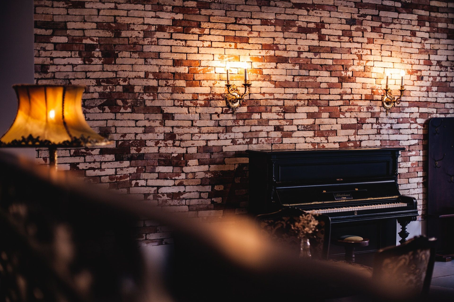 brick cladding in living room