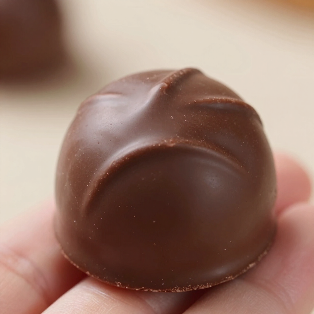 Close-up of a single hand-dipped truffle