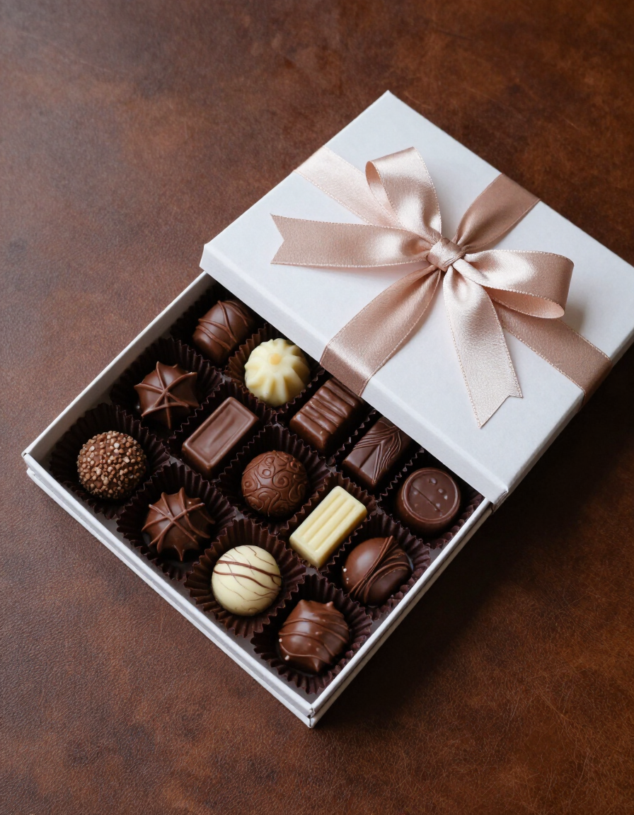 A beautifully packaged selection of handmade bespoke chocolates