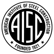 Black and white AISC logo. 