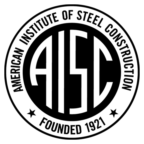 Black and white AISC logo.