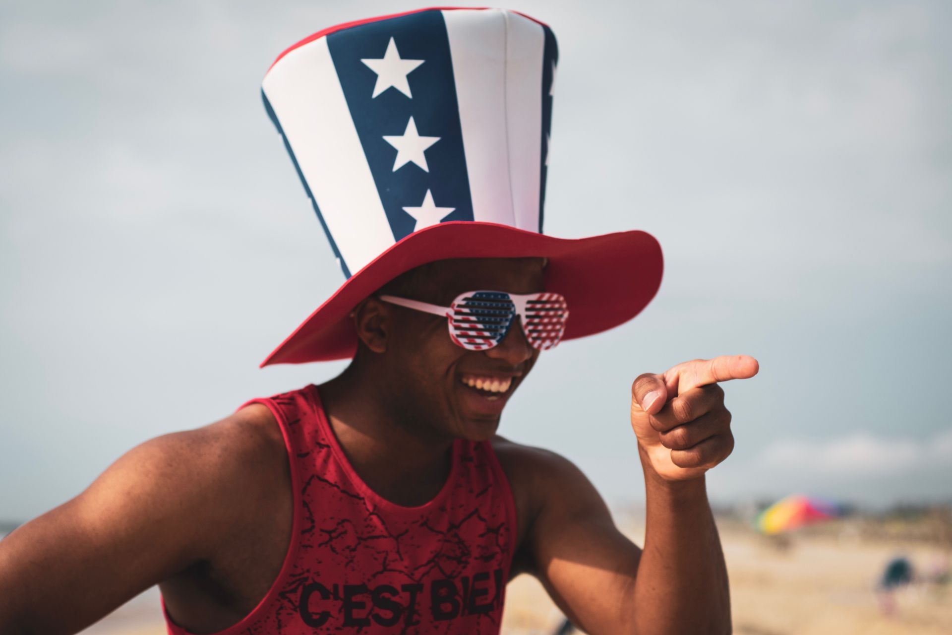 Man wearing Uncle Sam Hat