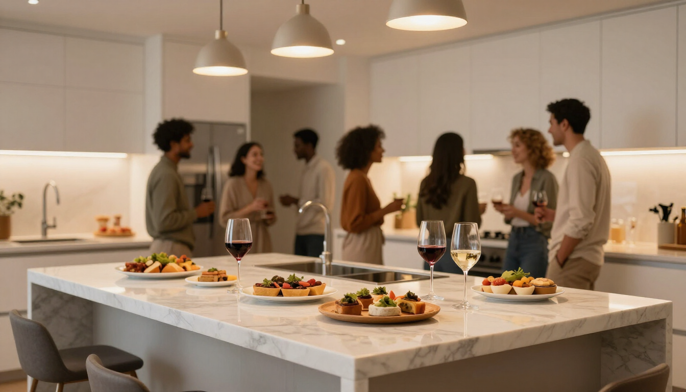 Modern kitchen with appetizers