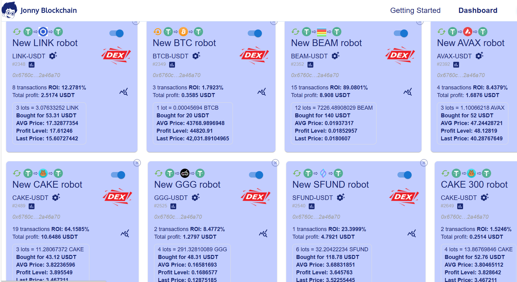 Jonny Blockchain bot trades