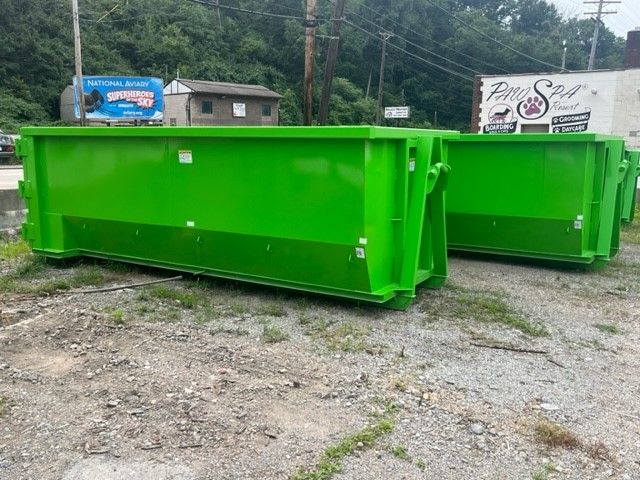 Green Dumpsters — Pittsburgh, PA — Greater Pitt Dumpster Service Green Dumpsters — Pittsburgh, PA — Greater Pitt Dumpster Service
