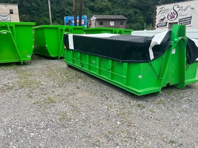Parked Green Dumpster — Pittsburgh, PA — Greater Pitt Dumpster Service Parked Green Dumpster — Pittsburgh, PA — Greater Pitt Dumpster Service