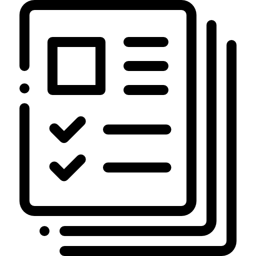 Documents with checklist and checkmarks.