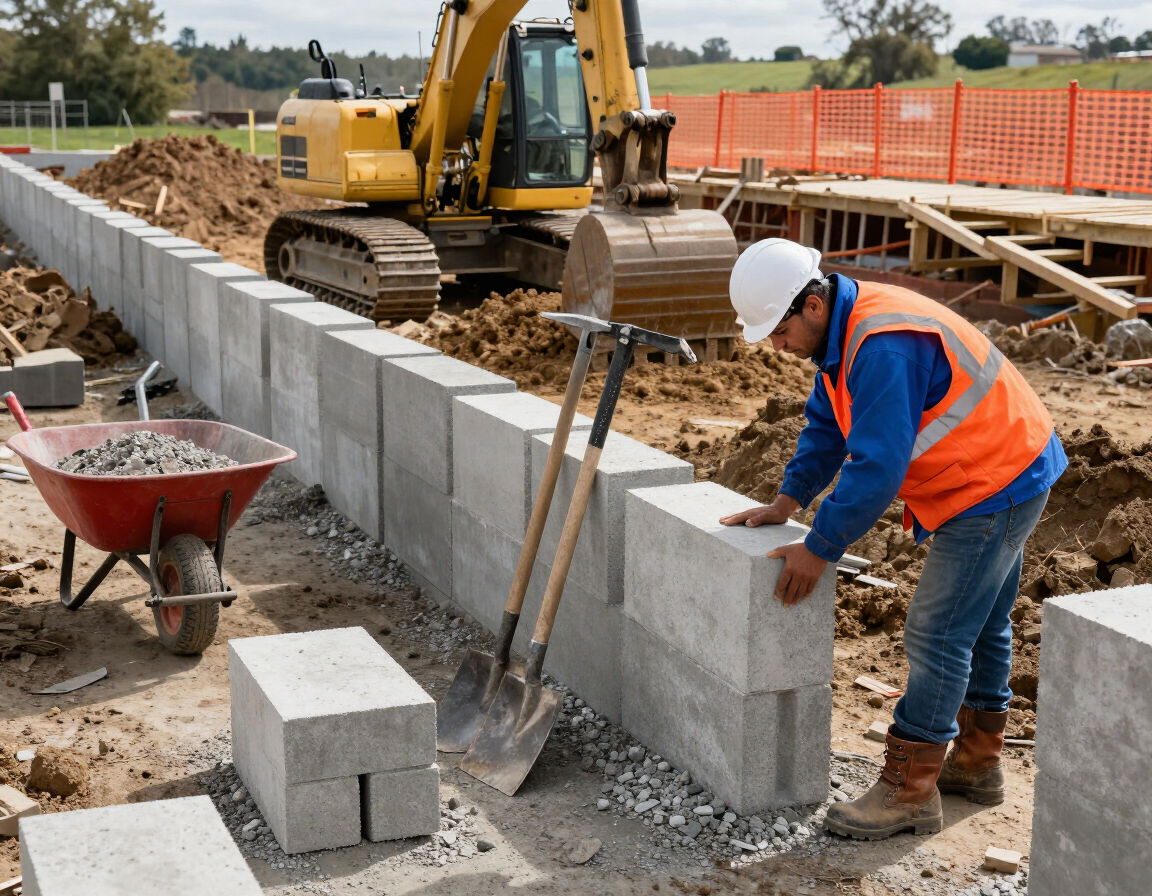 Retaining wall construction process