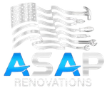 ASAP Renovations logo with an American flag made of silver tools and blue-gray text