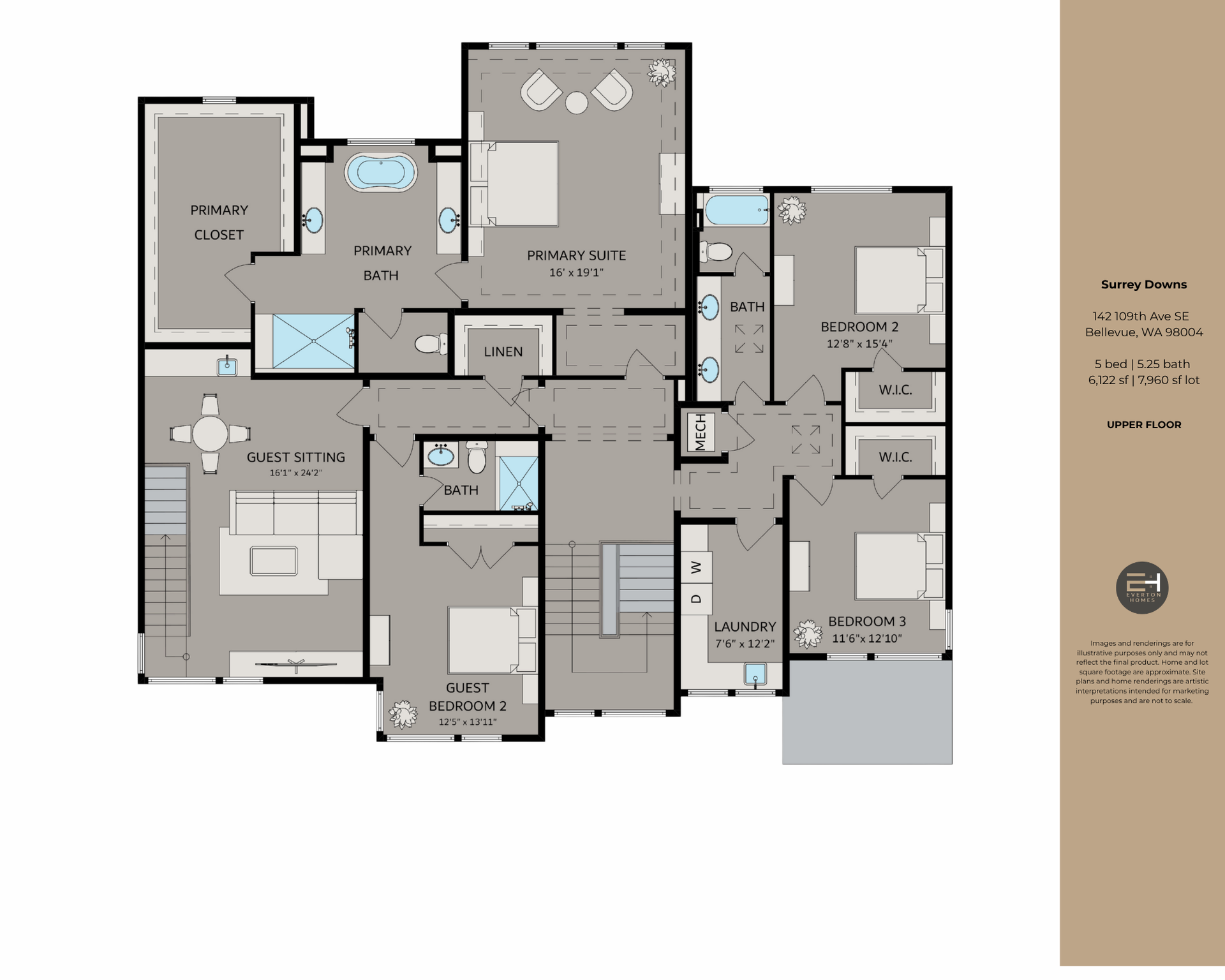 Floor plan of a house with labeled rooms, furniture layout, and a legend on the right.