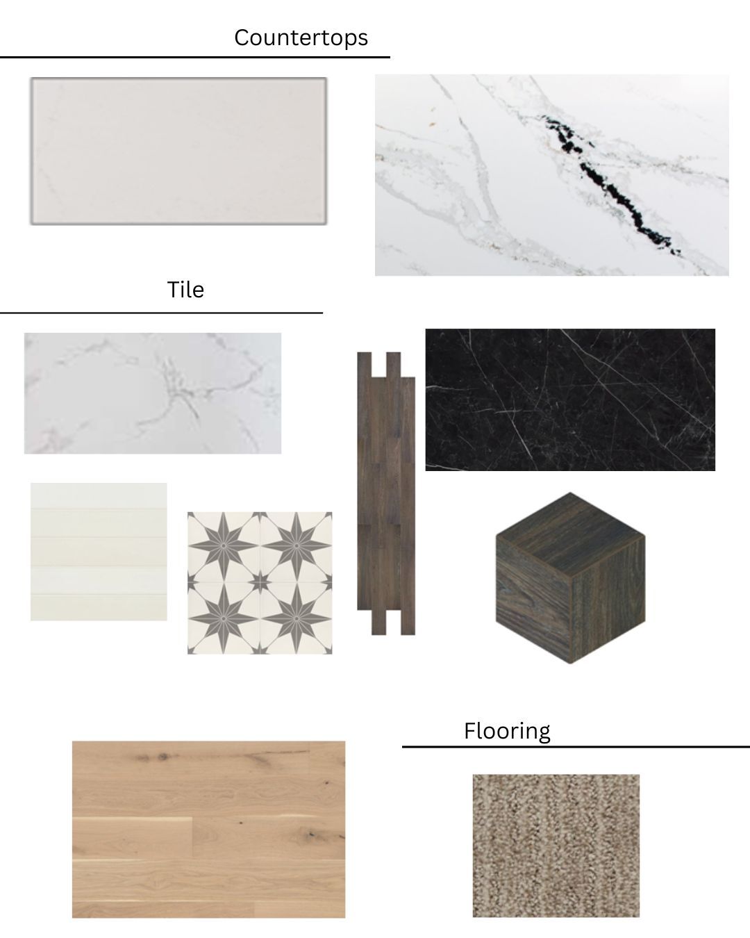 A collage of different types of tiles and flooring.