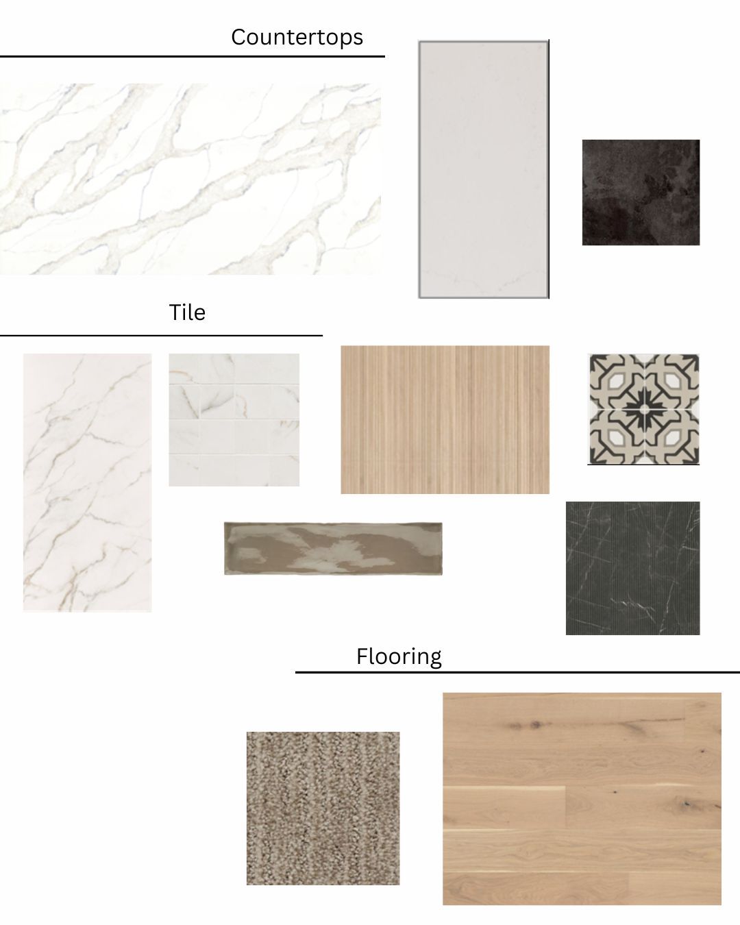 A collage of different types of tiles and flooring.
