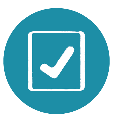A blue circle with a white check mark inside of it.