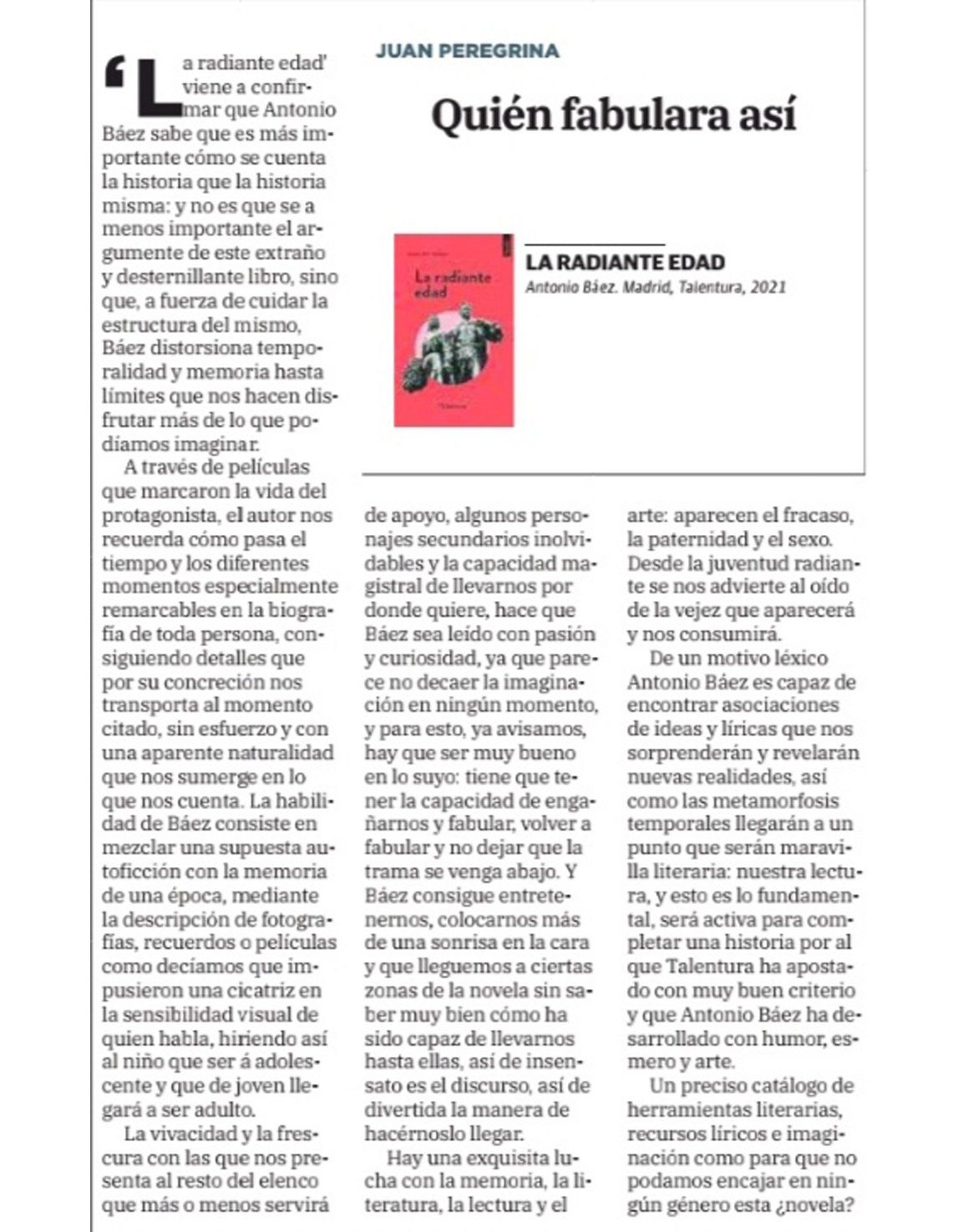 Reseña de Juan Peregrina en el Ideal de Granada