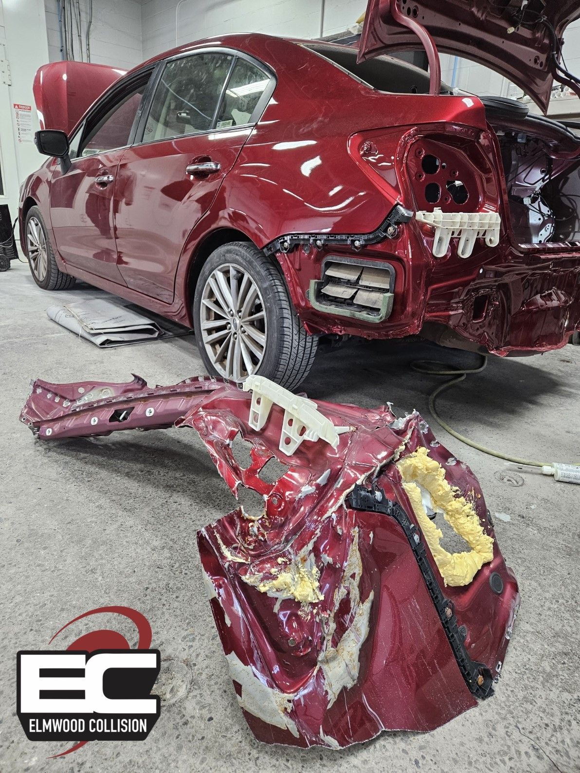 Old damaged quarter panel removed.