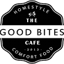 Black and white logo for The Good Bites Cafe, featuring text, an icon of crossed utensils, and the year 2015.