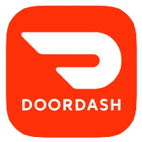 DoorDash logo: a white abstract swoosh symbol above the word 
