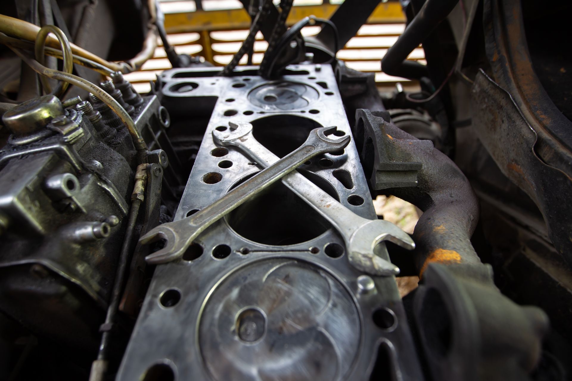 Disassembled old engine
