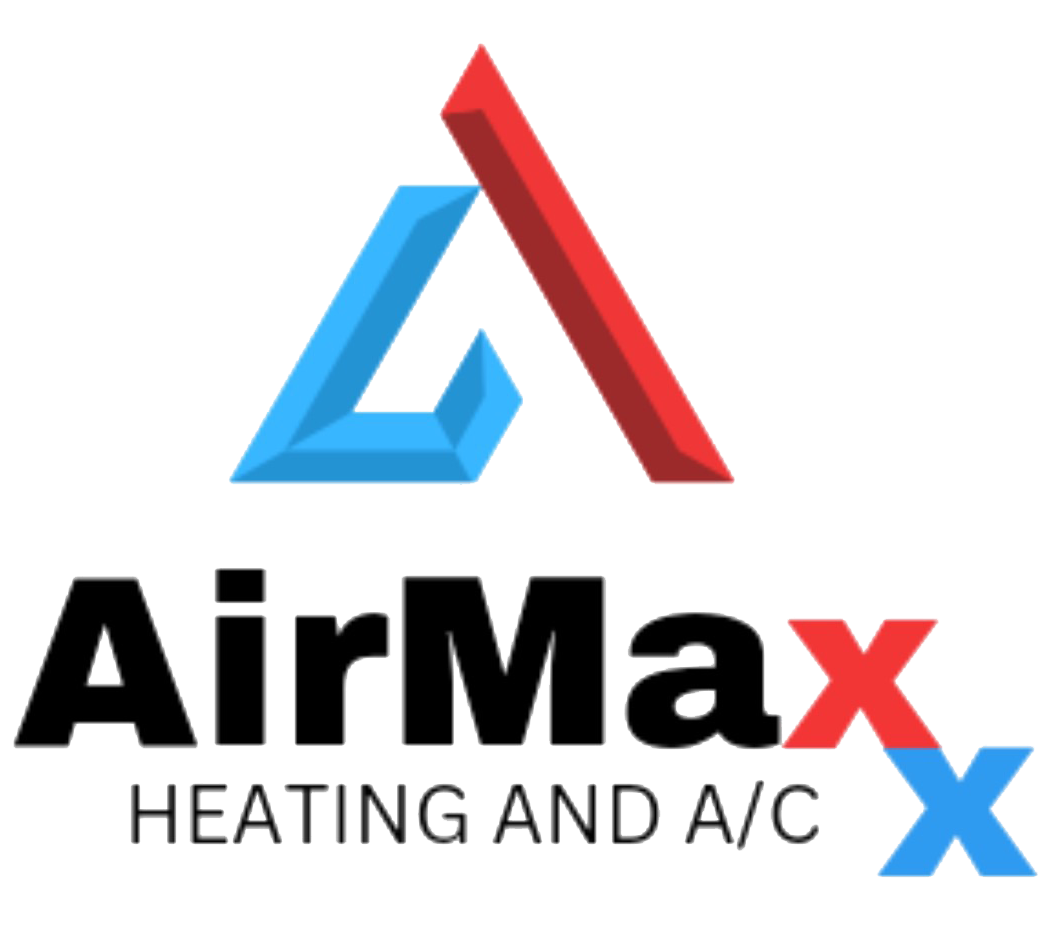 AirMax Heating and A/C logo: Blue and red stylized 