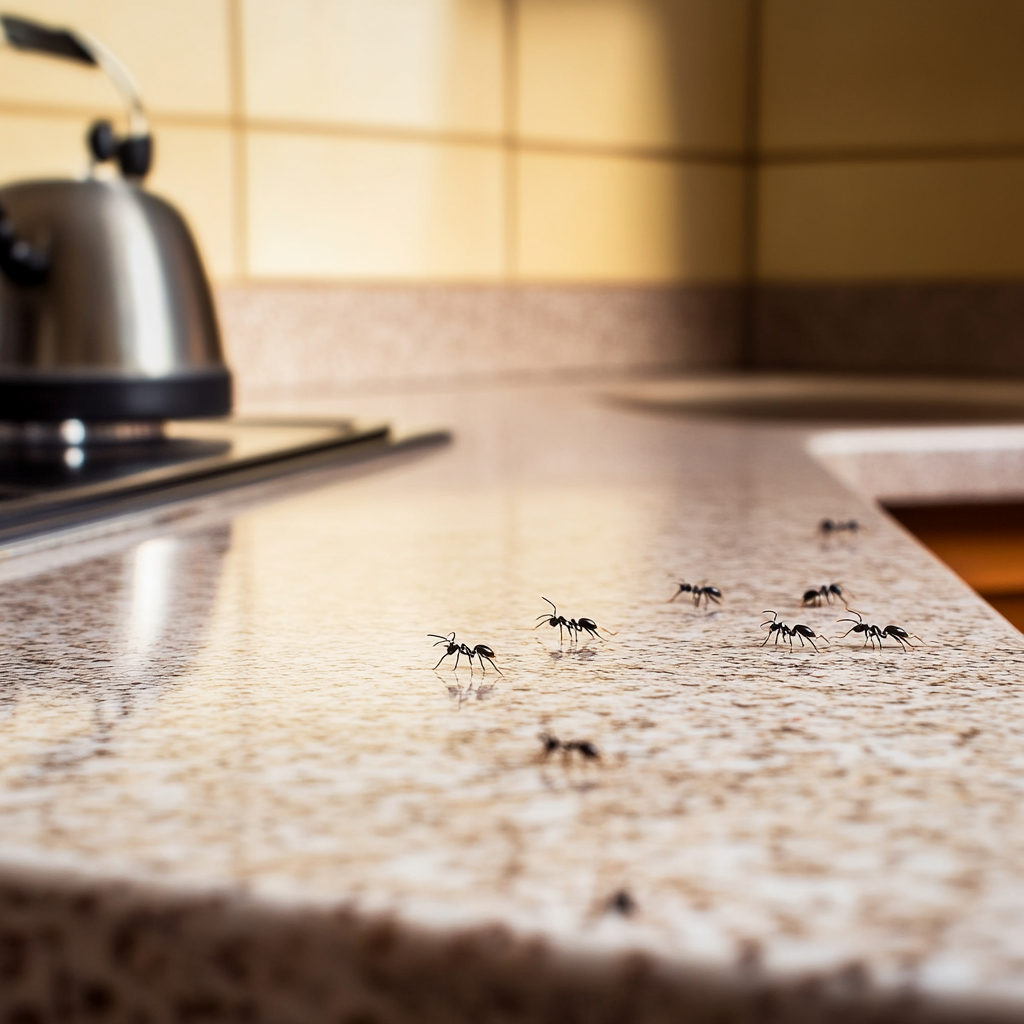 ants on a kitchen counter