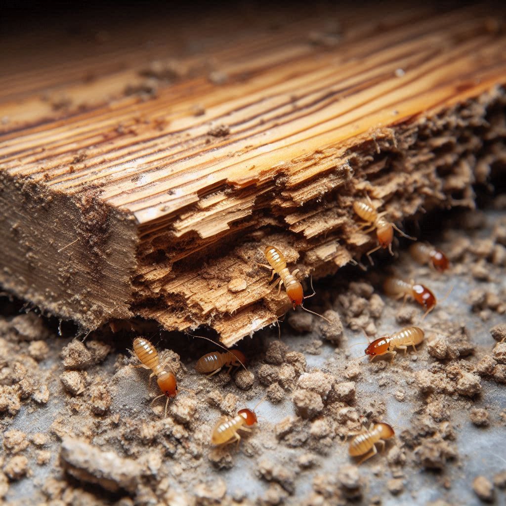 ants eating at wood in a house