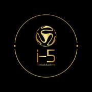 Gold i-5 Football Academy logo with circular emblem on black background