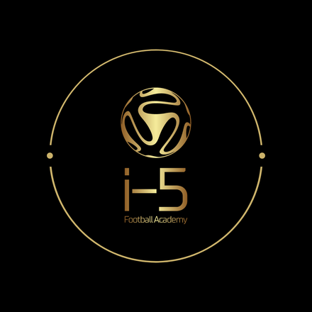 Gold i-5 Football Academy logo with circular emblem on black background