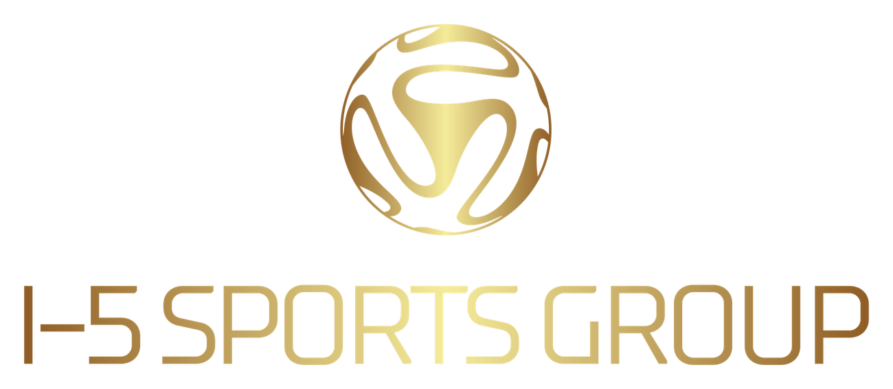 I-5 Football Academy logo with a gold abstract soccer ball icon on a white background