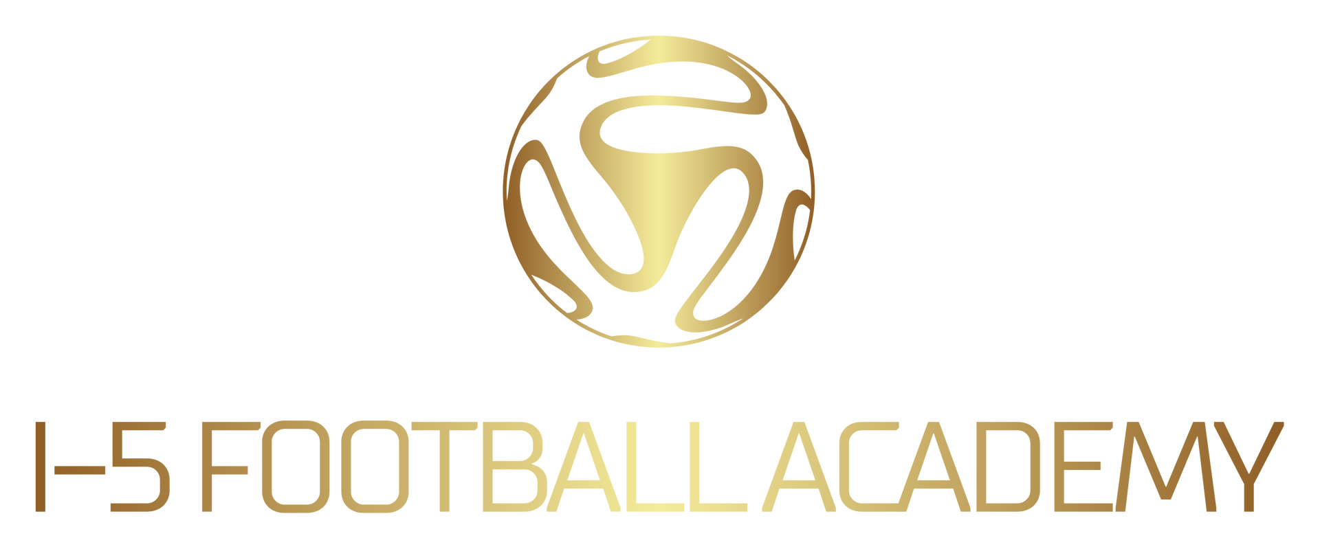I-5 Football Academy logo with a gold abstract soccer ball icon on a white background