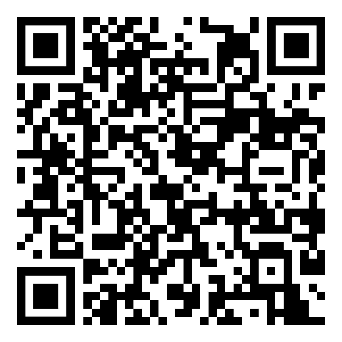 QR code with a pattern of black and white squares.