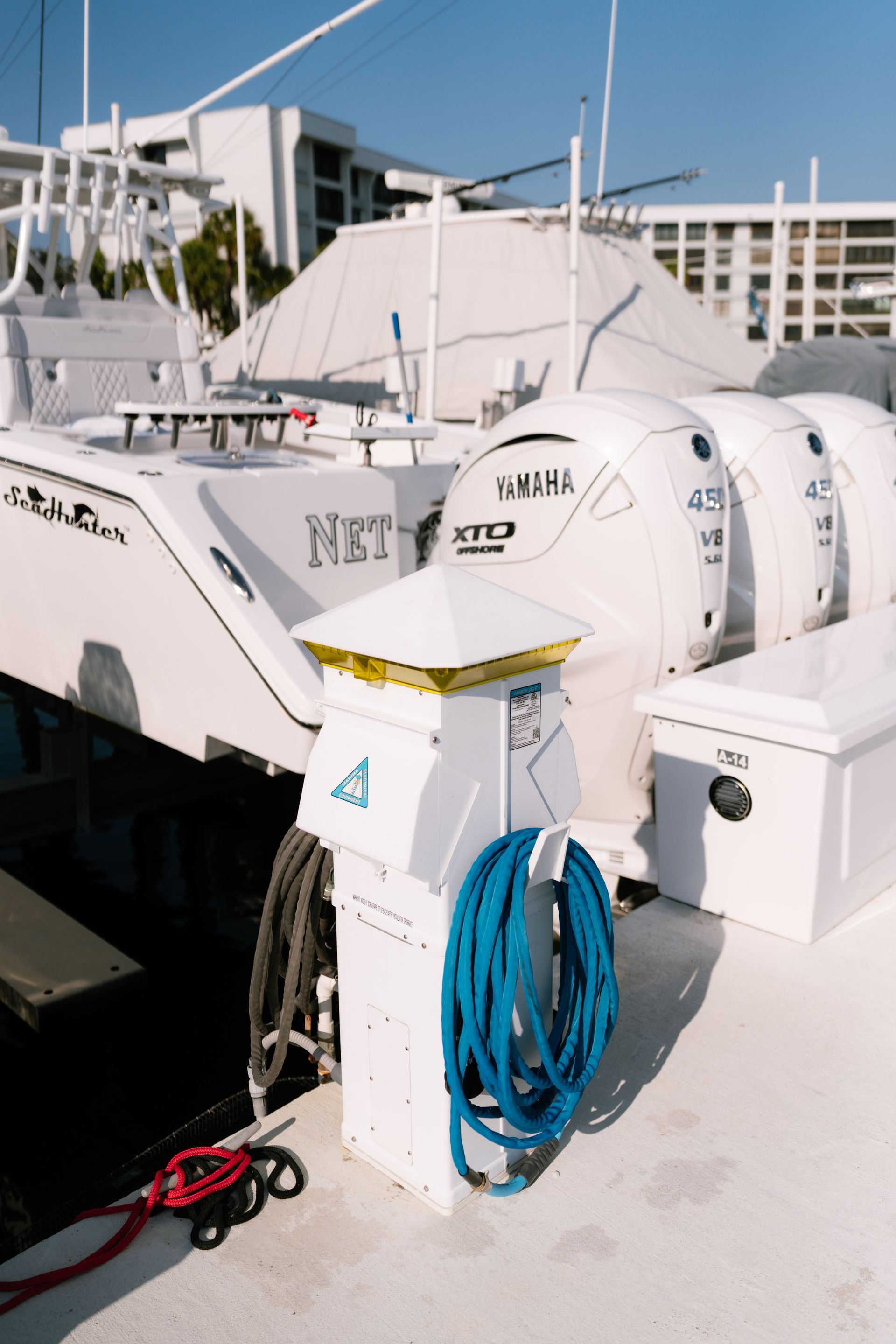 A white boat with the word net on the side