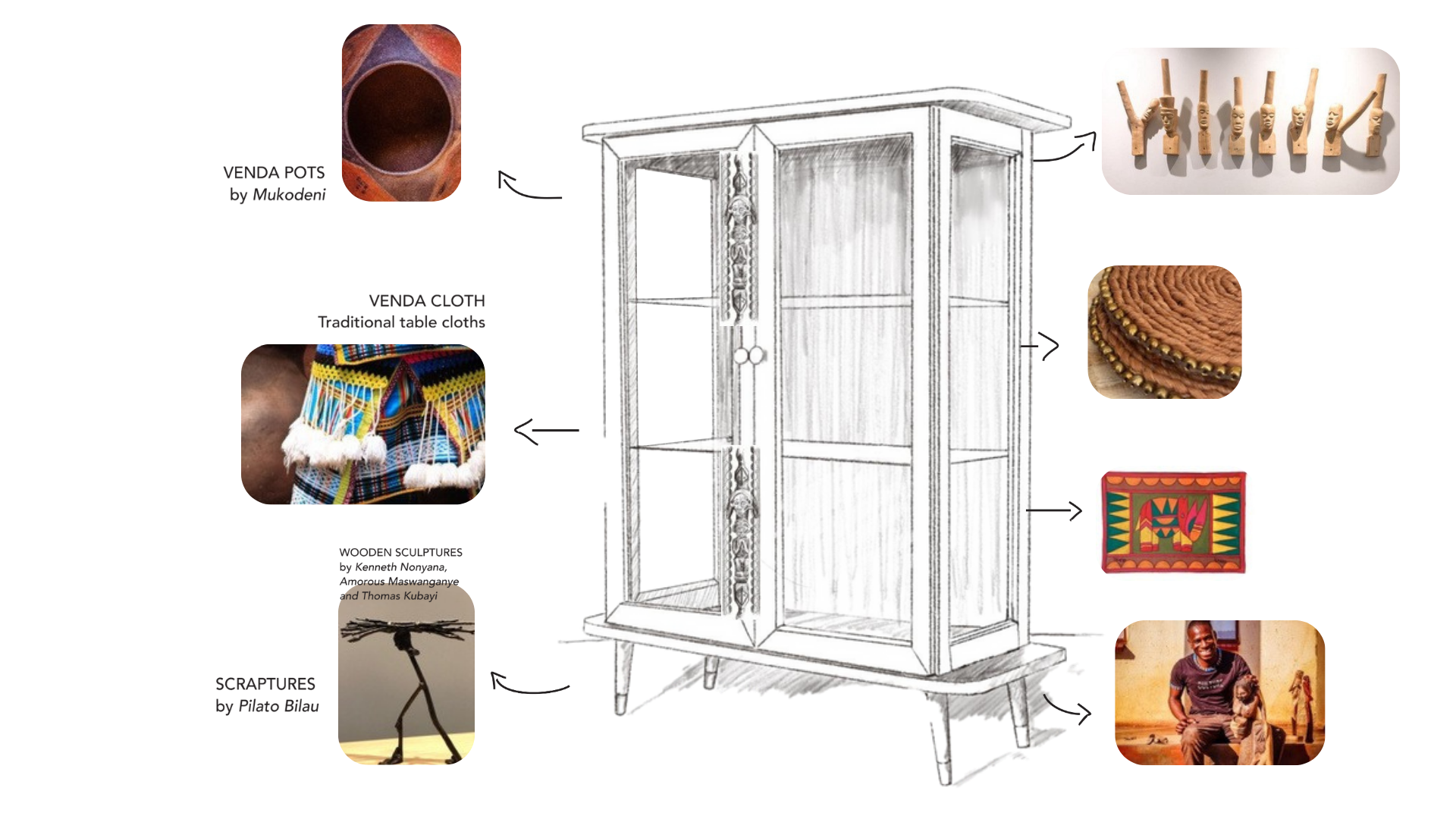 Cabinet of Curiosities: Intricately carved cabinet displaying Limpopo’s traditional art and crafts.