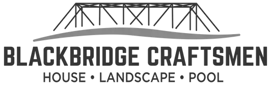 Blackbridge Craftsmen logo with bridge icon and text “House • Landscape • Pool”