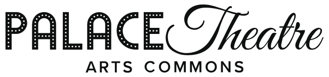 Palace Theatre Arts Commons logo in black text with stylized “Theatre” script on a white background