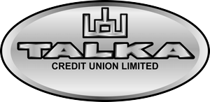 Talka Credit Union Limited logo in black and silver oval emblem
