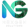 Logo: "NG" letters, gradient blue and turquoise, "G" with circuit board design, "NexGen Solutions" text.