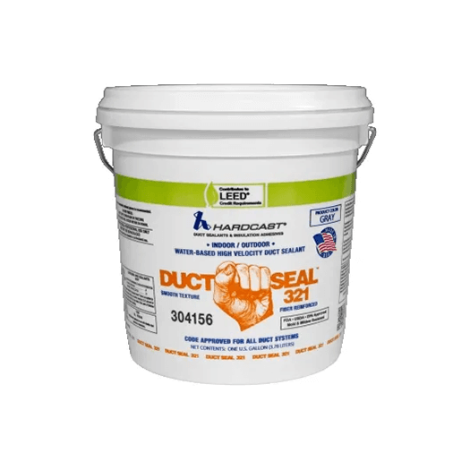 White bucket of Hardcast Duct Seal 321. Green band with