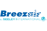 Breezair logo, blue text on white, with stylized air symbol and SEELEY INTERNATIONAL.