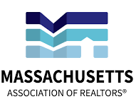 Massachusetts Association of Realtors logo with blue and navy geometric house icon