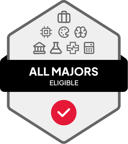 Badge with All Majors Eligible text 